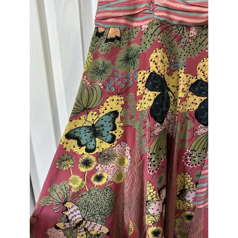 VTG NANETTE LEPORE 100% SILK Butterfly Sleeveless Y2K Dress Rare Fairy Glam 4